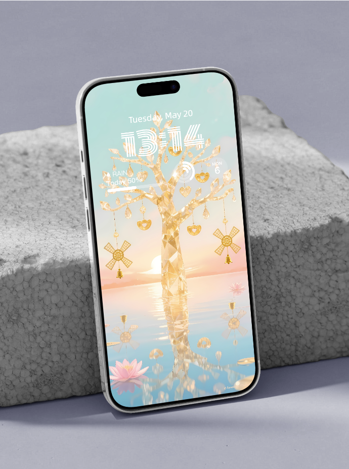 免費結緣 美音天能量壁紙 "风旋金映" 財運系列 高清 限量发行 Free For Charge Sarasvati Energy Wallpaper "Golden Whirlwinds in Reflection" Wealth series HD Limited edition