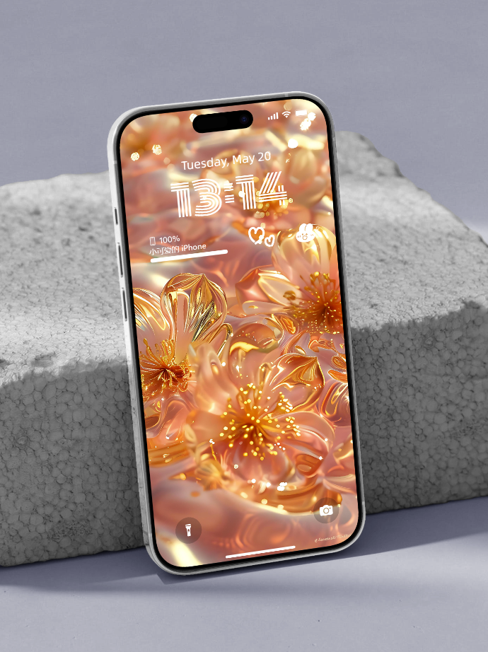 美音天能量壁紙"金花獻瑞" 財運系列 高清 限量发行 Sarasvati Energy Wallpaper "Golden Flowers Manifest Auspicious" Wealth series HD Limited edition