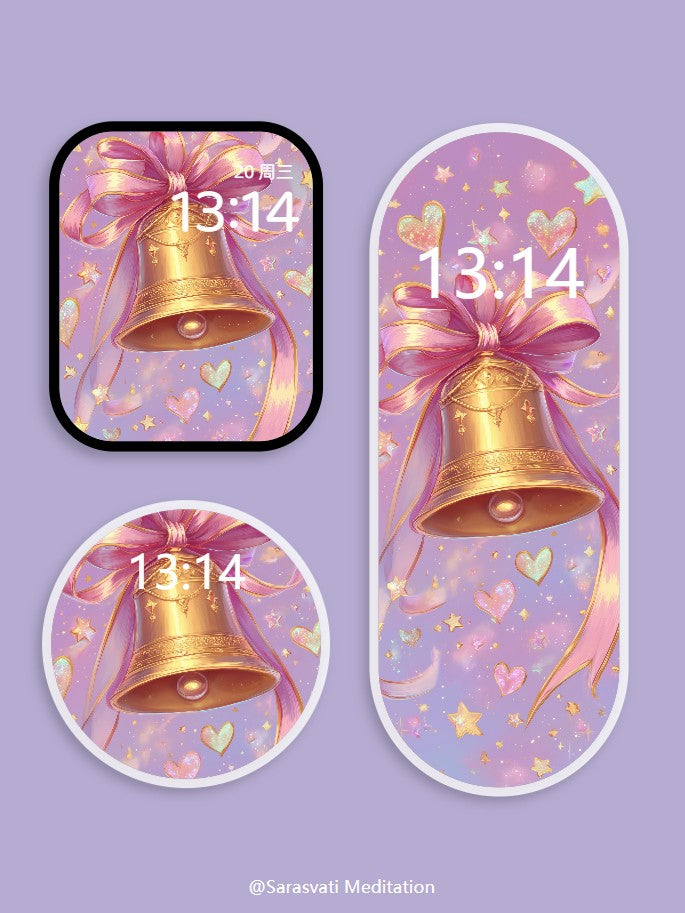 美音天能量壁紙 "鈴心綺緞" 好運&人際關係系列 高清 限量发行 Sarasvati Energy Wallpaper "Bell's Heart Elegant Satin" Lucky&Interpersonal Relationship series HD Limited edition