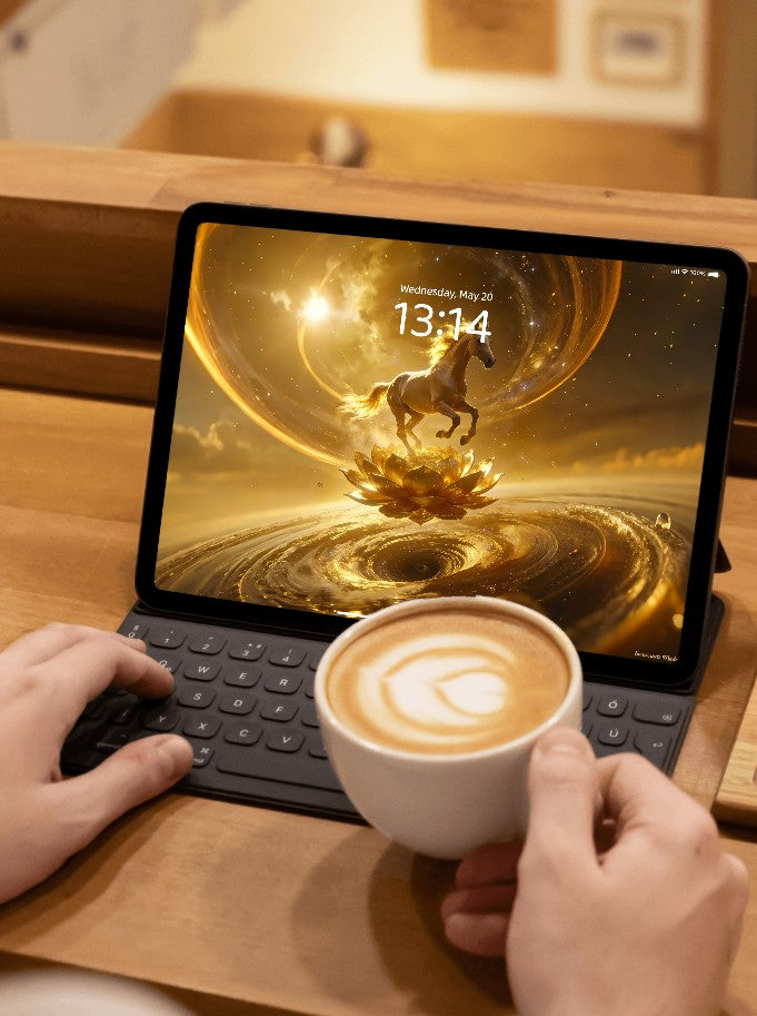 美音天能量壁紙 "馬年限定,天駿蓮華" 財運系列 高清 限量发行 Sarasvati Energy Wallpaper "Horse Year Edition, Celestial Horse Lotus Blossom" Wealth series HD Limited edition