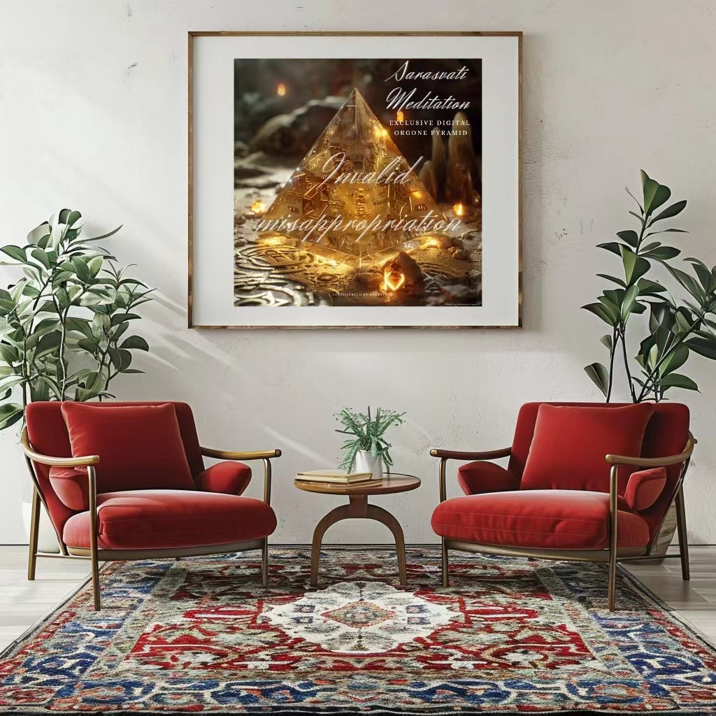 Pyramide d'orgone numérique Sarasvati "Cristal d'or montrant la richesse" Série de richesse Un seul concept de jumeau numérique fonctionne certifié avec un numéro indépendant et unique
