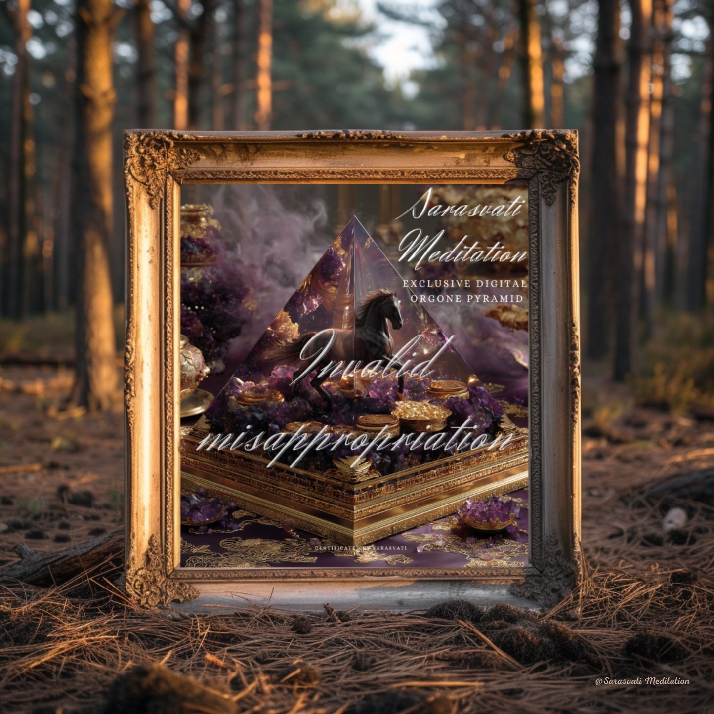 美音天數字能量金字塔"紫府玄駒"財運&事業運 僅1份 數字孿生概念作品 附能量證書 獨立唯一編碼Sarasvati Digital Orgone Pyramid "Purple Mansion’s Mystic Colt" Wealth&Career Only one Digital Twin Concept Work Certificated with Independent And Unique Number