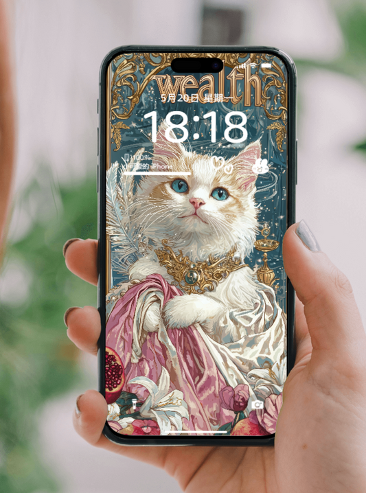 美音天能量壁紙 "富裕仙喵" 財運系列 高清 限量发行 Sarasvati Energy Wallpaper "Wealth Fairy Meow" Wealth series HD Limited edition