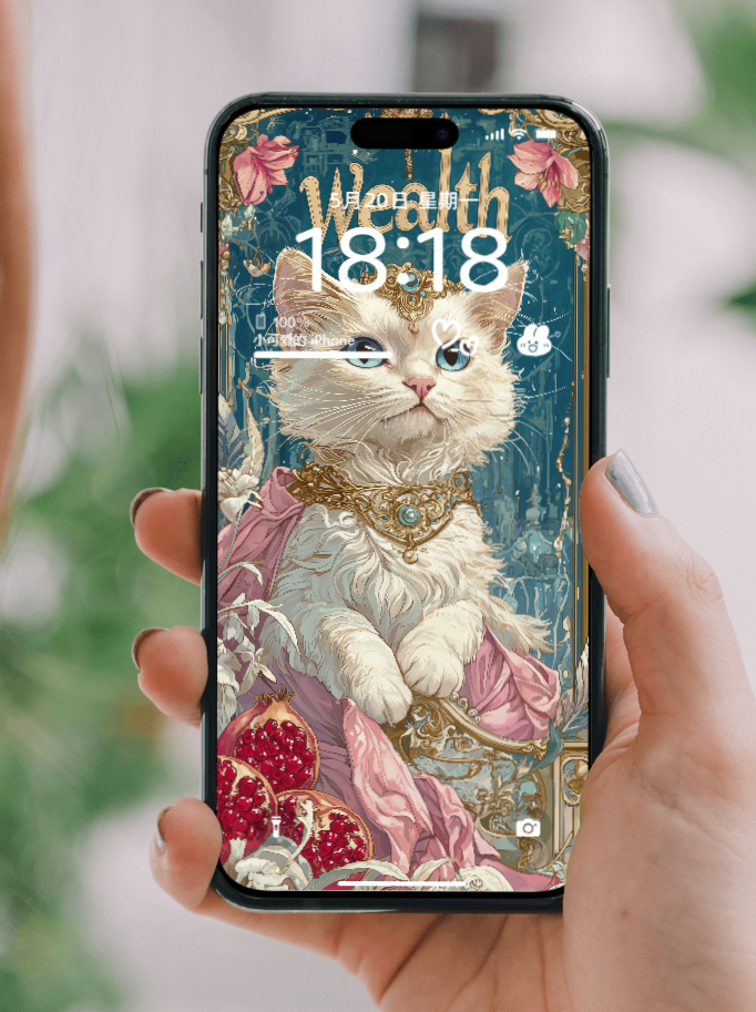 美音天能量壁紙 "貴貴仙喵" 財運系列 高清 限量发行 Sarasvati Energy Wallpaper "Abundance Fairy Meow" Wealth series HD Limited edition