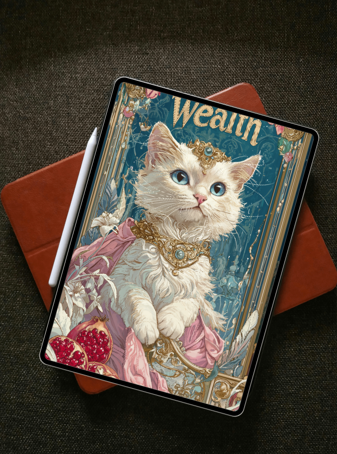 美音天能量壁紙 "貴貴仙喵" 財運系列 高清 限量发行 Sarasvati Energy Wallpaper "Abundance Fairy Meow" Wealth series HD Limited edition