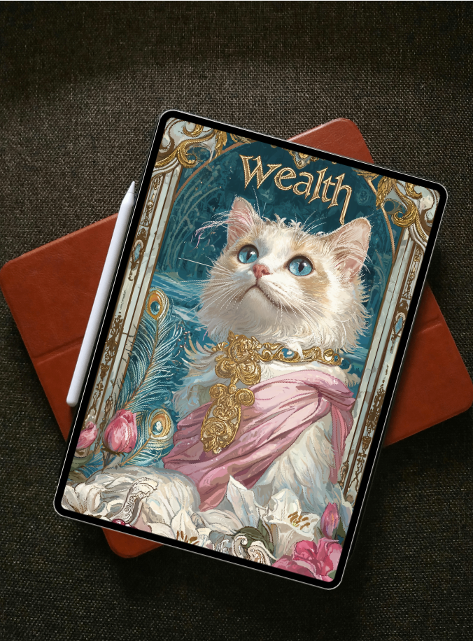 美音天能量壁紙 "迎金仙喵" 財運系列 高清 限量发行 Sarasvati Energy Wallpaper "Huge Wealth Fairy Meow" Wealth series HD Limited edition