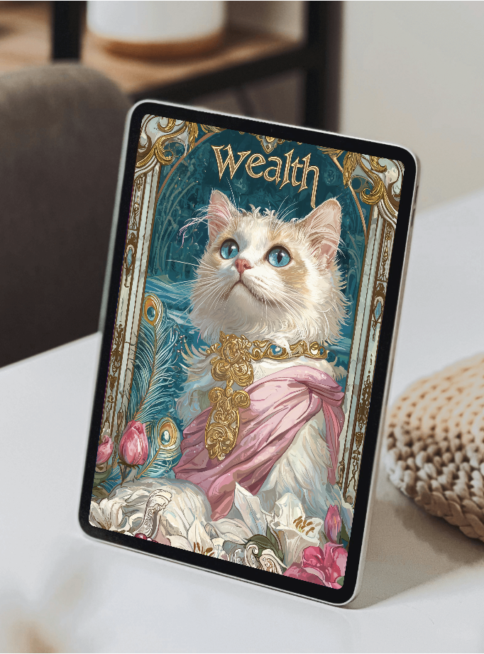 美音天能量壁紙 "迎金仙喵" 財運系列 高清 限量发行 Sarasvati Energy Wallpaper "Huge Wealth Fairy Meow" Wealth series HD Limited edition