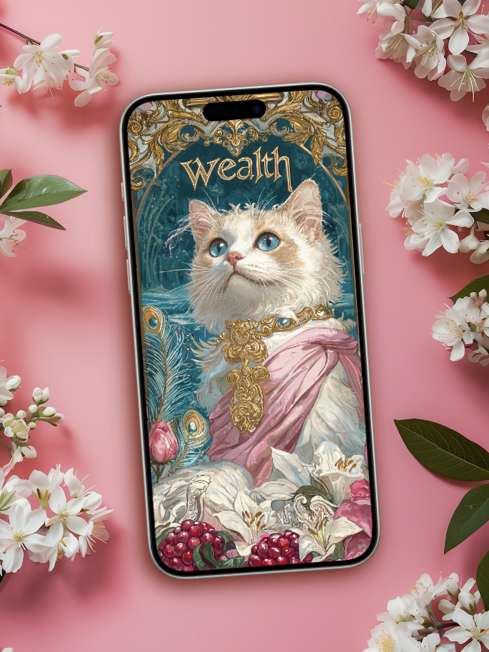 美音天能量壁紙 "迎金仙喵" 財運系列 高清 限量发行 Sarasvati Energy Wallpaper "Huge Wealth Fairy Meow" Wealth series HD Limited edition