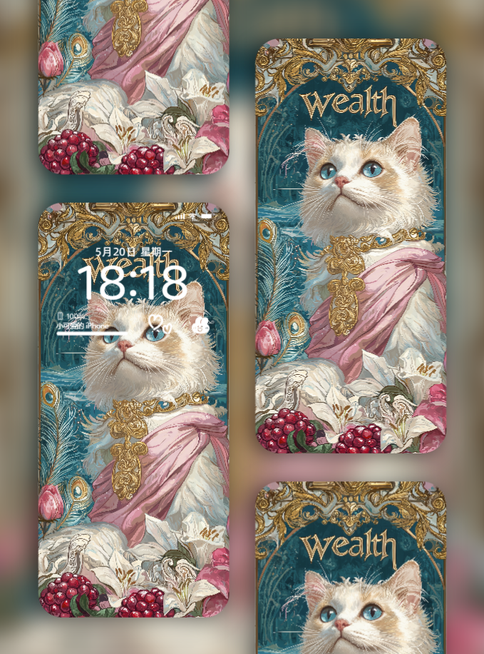 美音天能量壁紙 "迎金仙喵" 財運系列 高清 限量发行 Sarasvati Energy Wallpaper "Huge Wealth Fairy Meow" Wealth series HD Limited edition