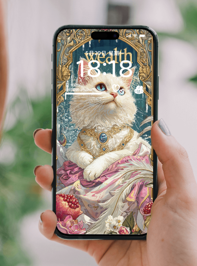 美音天能量壁紙 "繁榮仙喵" 財運系列 高清 限量发行 Sarasvati Energy Wallpaper "Prosperous Fairy Meow" Wealth series HD Limited edition