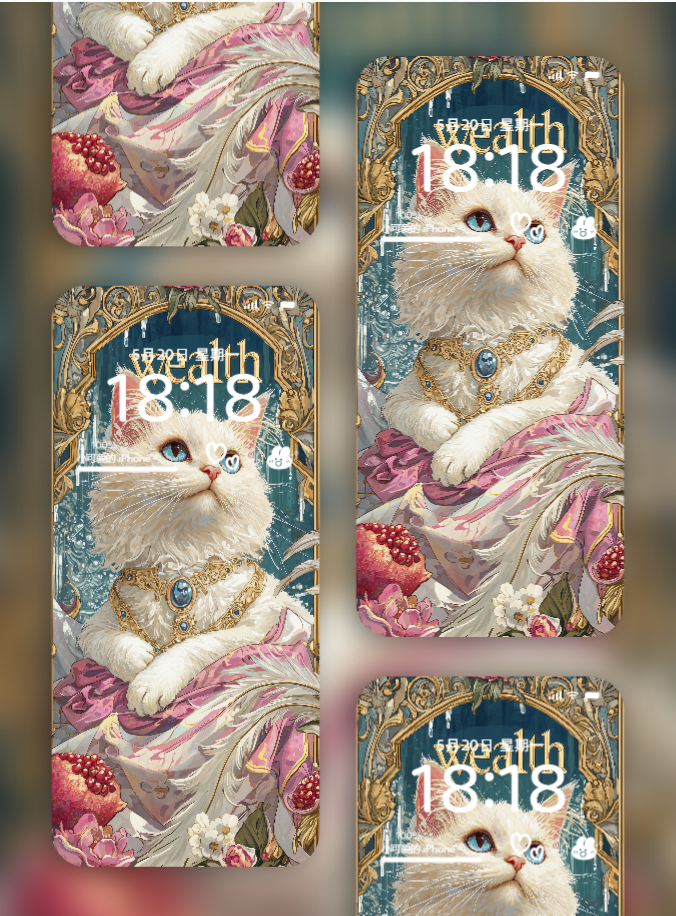 美音天能量壁紙 "繁榮仙喵" 財運系列 高清 限量发行 Sarasvati Energy Wallpaper "Prosperous Fairy Meow" Wealth series HD Limited edition