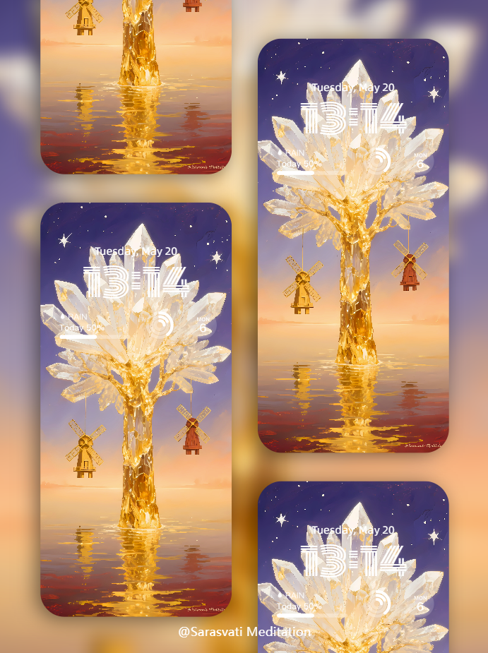 美音天能量壁紙 "镜渼招璨" 財運系列 高清 限量发行 Sarasvati Energy Wallpaper "Mirage of Gilded Abundance" Wealth series HD Limited edition