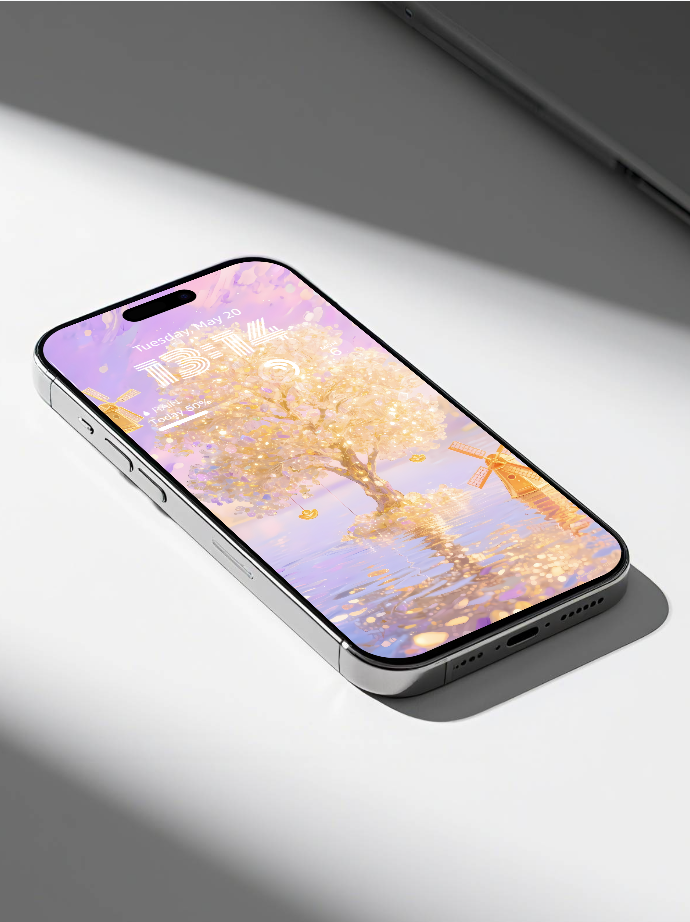 美音天能量壁紙 "双仪璨渱" 財運系列 高清 限量发行 Sarasvati Energy Wallpaper "Twin Golden Wheels in Radiant Flow" Wealth series HD Limited edition