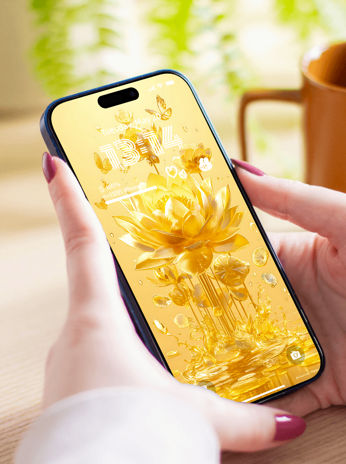 美音天能量壁紙"金蓮佑福" 庇佑系列 高清 限量发行 Sarasvati Energy Wallpaper "Golden Lotus Bless" Bless Series HD Limited edition