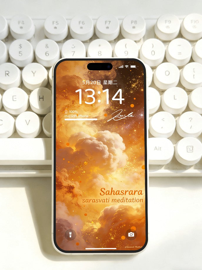 美音天能量壁紙 "星河啟運,活躍頂輪" 財運&脈輪系列 高清 限量发行 Sarasvati Energy Wallpaper "Galaxy Awakens Fortune, Activate Crown Chakra" Wealth&Chakra series HD Limited edition