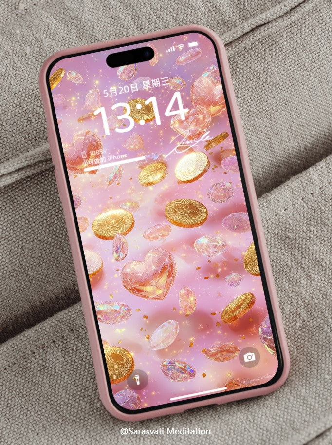 美音天能量壁紙 "珀光璇财" 財運系列 高清 限量发行 Sarasvati Energy Wallpaper "Amber Light Rotating Fortune" Wealth series HD Limited edition