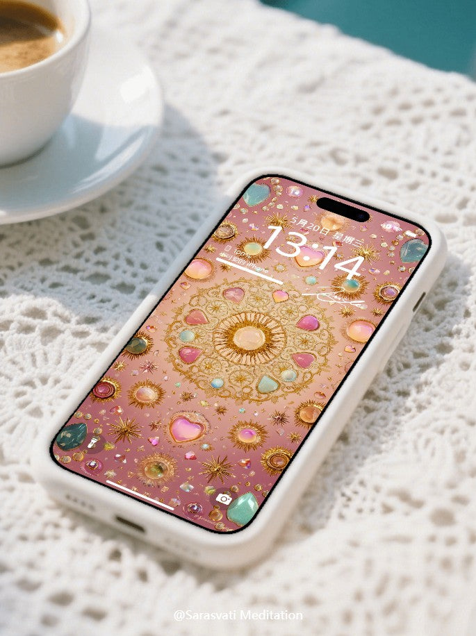 美音天能量壁紙 "绮光金缘" 財運系列 高清 限量发行 Sarasvati Energy Wallpaper "Ethereal Light Gold Fate" Wealth series HD Limited edition