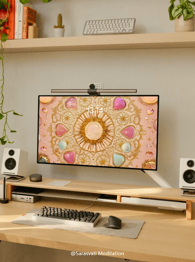 美音天能量壁紙 "绮光金缘" 財運系列 高清 限量发行 Sarasvati Energy Wallpaper "Ethereal Light Gold Fate" Wealth series HD Limited edition