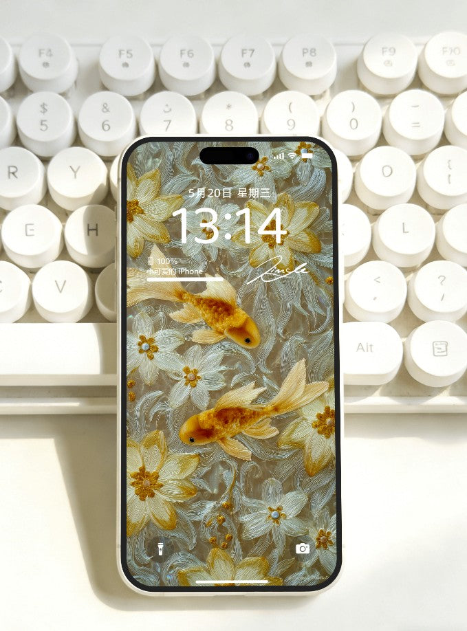 美音天能量壁紙 "鲤华金岁" 財運系列 高清 限量发行 Sarasvati Energy Wallpaper "Carp's Splendor Golden Year" Wealth series HD Limited edition