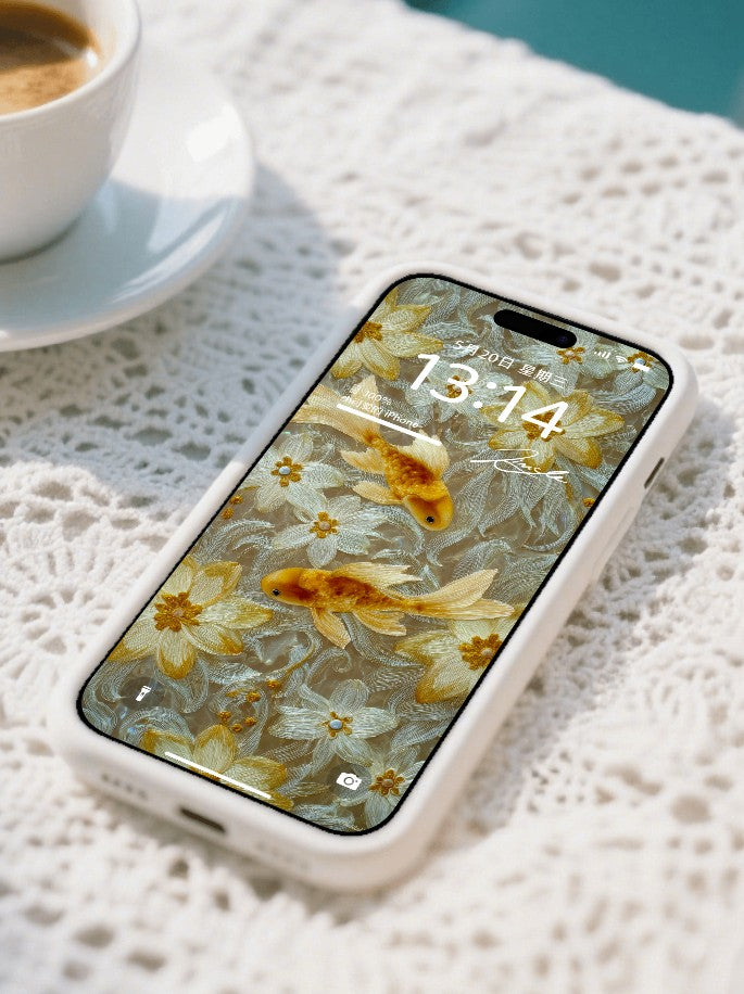 美音天能量壁紙 "鲤华金岁" 財運系列 高清 限量发行 Sarasvati Energy Wallpaper "Carp's Splendor Golden Year" Wealth series HD Limited edition