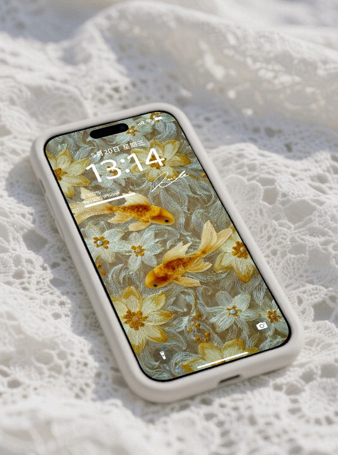 美音天能量壁紙 "鲤华金岁" 財運系列 高清 限量发行 Sarasvati Energy Wallpaper "Carp's Splendor Golden Year" Wealth series HD Limited edition