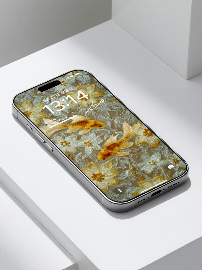 美音天能量壁紙 "鲤华金岁" 財運系列 高清 限量发行 Sarasvati Energy Wallpaper "Carp's Splendor Golden Year" Wealth series HD Limited edition