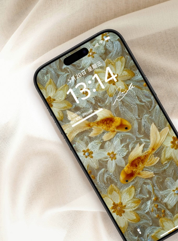 美音天能量壁紙 "鲤华金岁" 財運系列 高清 限量发行 Sarasvati Energy Wallpaper "Carp's Splendor Golden Year" Wealth series HD Limited edition