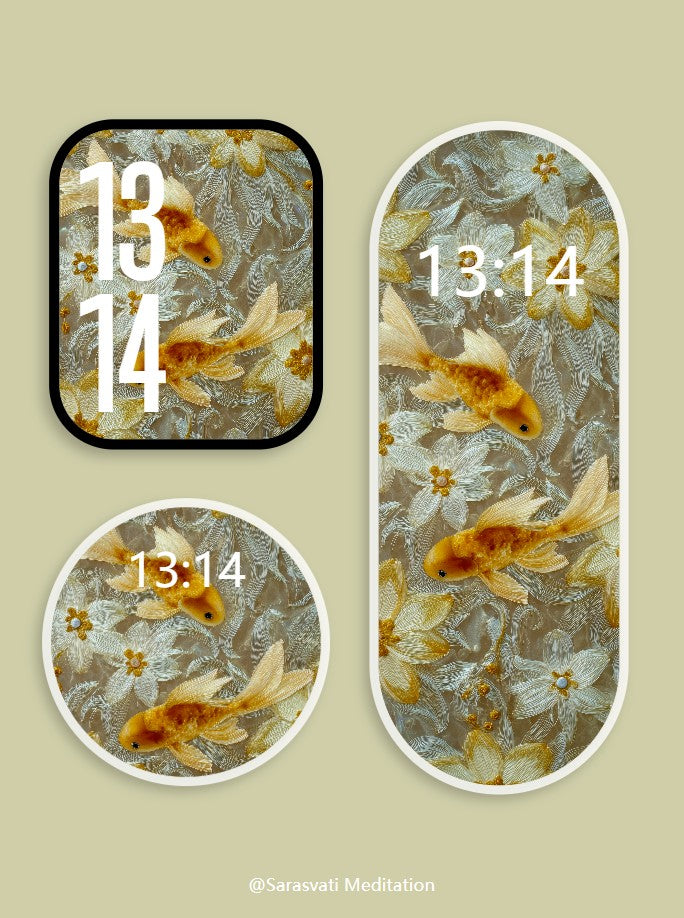 美音天能量壁紙 "鲤华金岁" 財運系列 高清 限量发行 Sarasvati Energy Wallpaper "Carp's Splendor Golden Year" Wealth series HD Limited edition