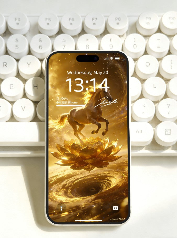 美音天能量壁紙 "馬年限定,天駿蓮華" 財運系列 高清 限量发行 Sarasvati Energy Wallpaper "Horse Year Edition, Celestial Horse Lotus Blossom" Wealth series HD Limited edition