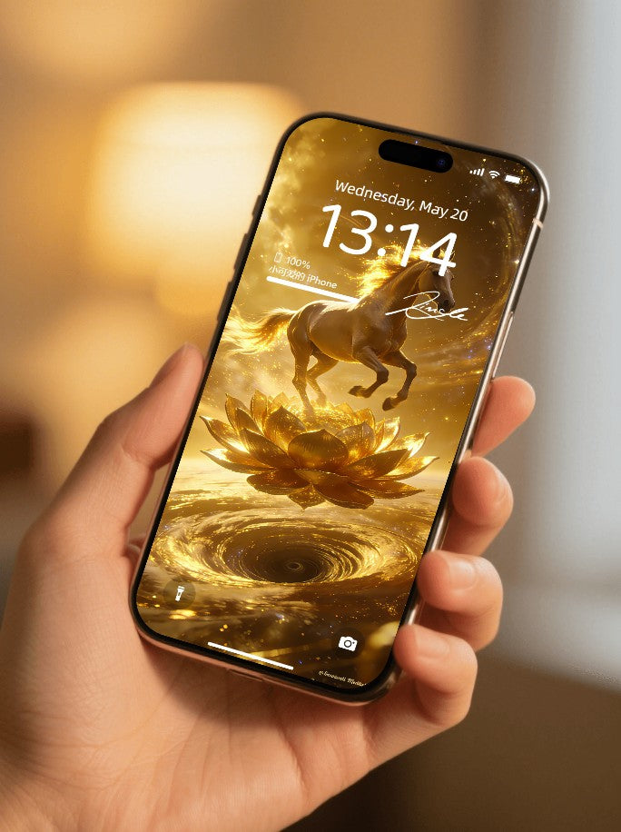 美音天能量壁紙 "馬年限定,天駿蓮華" 財運系列 高清 限量发行 Sarasvati Energy Wallpaper "Horse Year Edition, Celestial Horse Lotus Blossom" Wealth series HD Limited edition