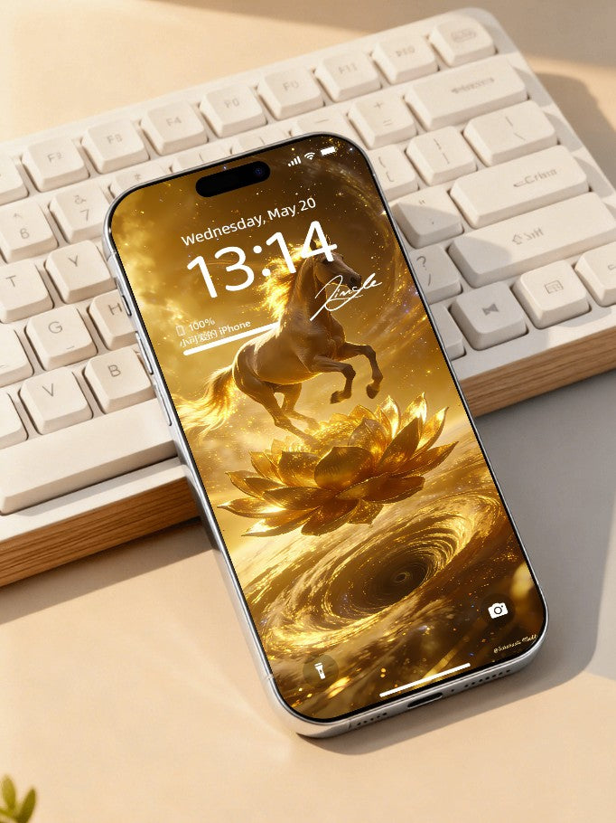 美音天能量壁紙 "馬年限定,天駿蓮華" 財運系列 高清 限量发行 Sarasvati Energy Wallpaper "Horse Year Edition, Celestial Horse Lotus Blossom" Wealth series HD Limited edition