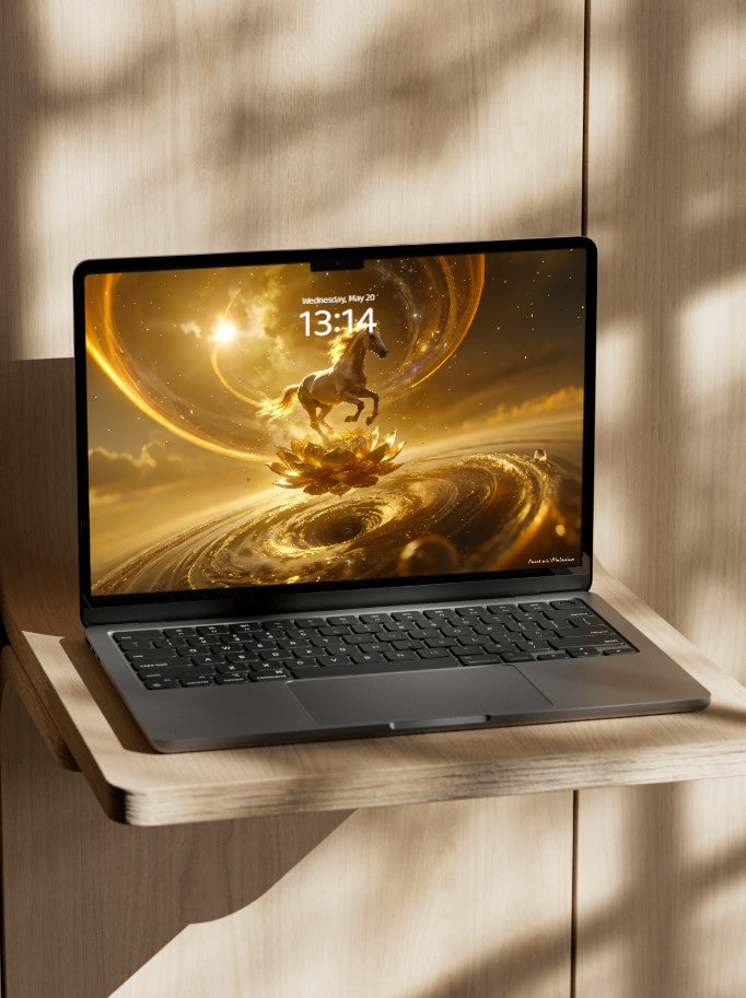 美音天能量壁紙 "馬年限定,天駿蓮華" 財運系列 高清 限量发行 Sarasvati Energy Wallpaper "Horse Year Edition, Celestial Horse Lotus Blossom" Wealth series HD Limited edition