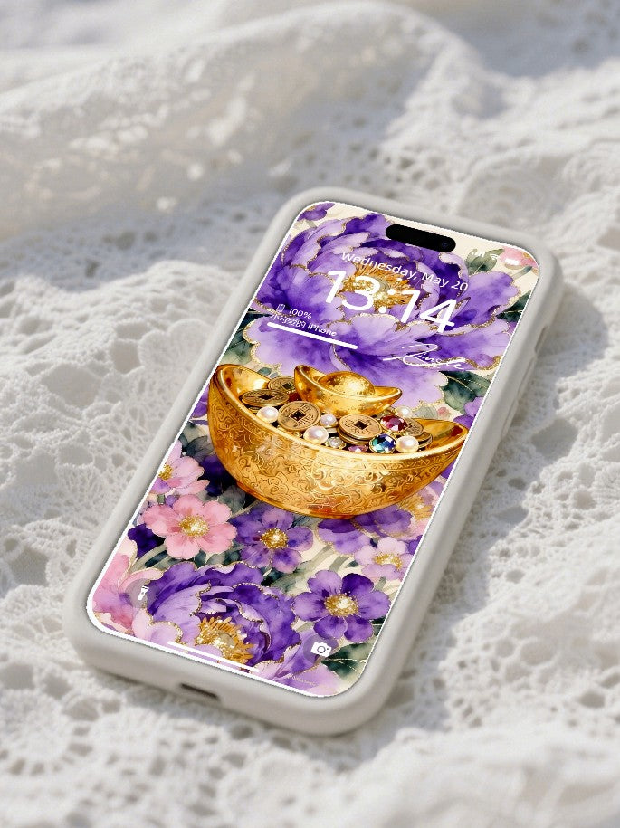 免費結緣限量88份 美音天能量壁紙 "紫氣納珍" 財運系列 高清 限量发行 Complimentary - Limited Sarasvati Energy Wallpaper "Purple Aura Collects Jewels" Wealth series HD Limited edition