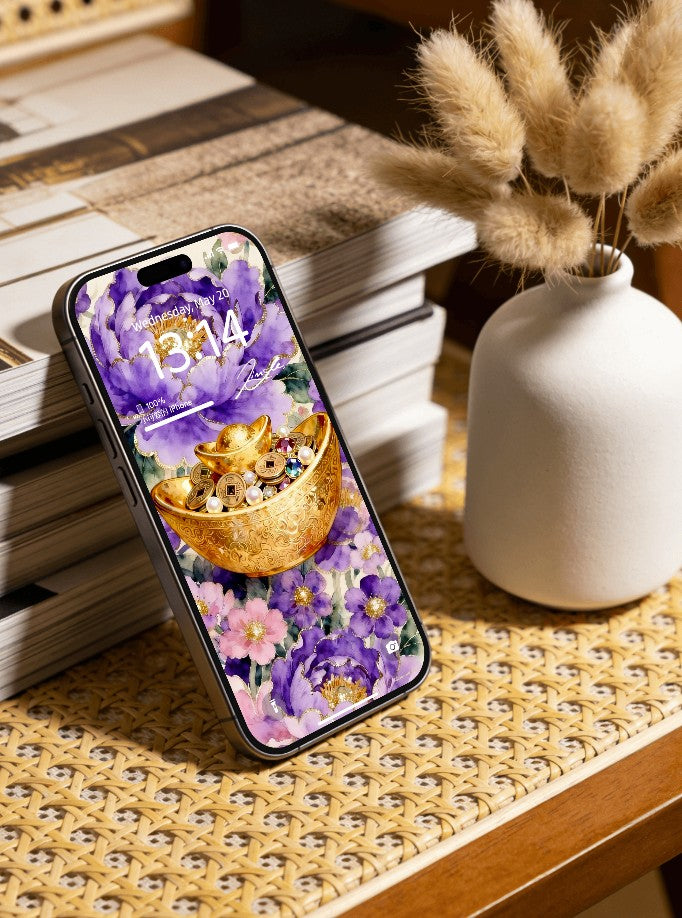 免費結緣限量88份 美音天能量壁紙 "紫氣納珍" 財運系列 高清 限量发行 Complimentary - Limited Sarasvati Energy Wallpaper "Purple Aura Collects Jewels" Wealth series HD Limited edition