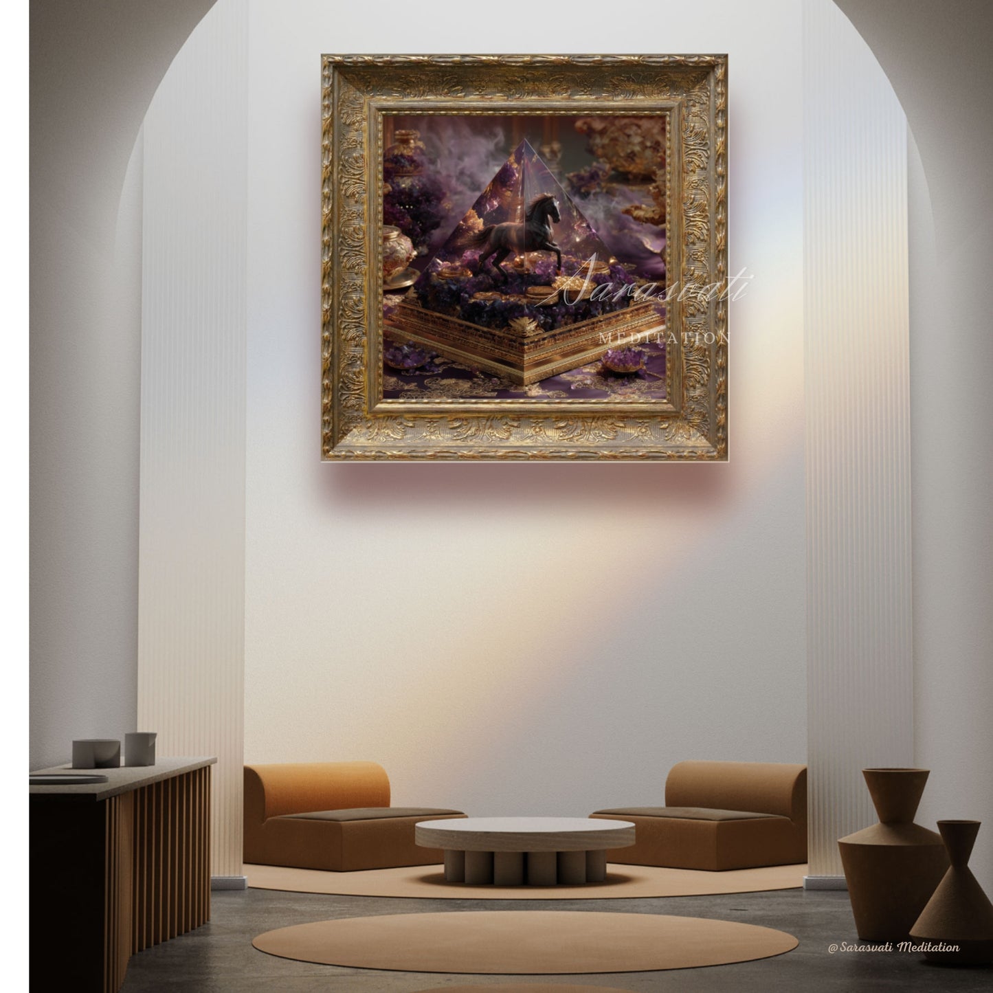 美音天數字能量金字塔"紫府玄駒"財運&事業運 僅1份 數字孿生概念作品 附能量證書 獨立唯一編碼Sarasvati Digital Orgone Pyramid "Purple Mansion’s Mystic Colt" Wealth&Career Only one Digital Twin Concept Work Certificated with Independent And Unique Number