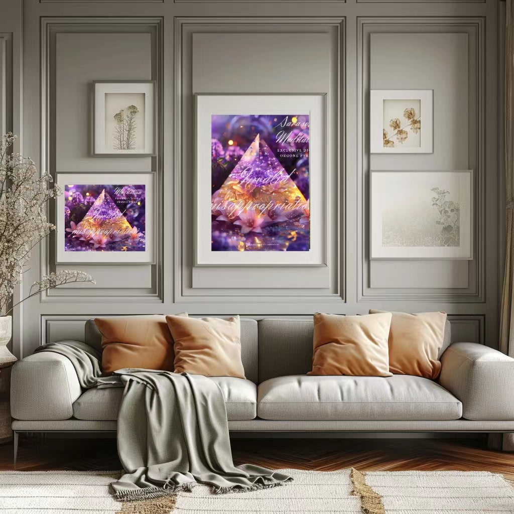 Sarasvati Digital Orgone Pyramid "Nine Purple Attract Gold" Wealth Series Un seul concept de jumeau numérique fonctionne certifié avec un numéro indépendant et unique 