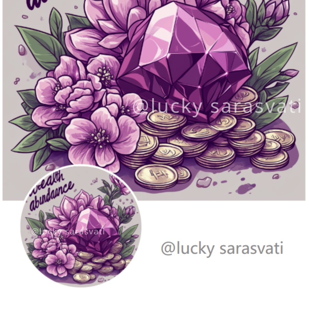 美音天能量頭像頭貼"財紫貴氣"財運系列 Sarasvati Energy Head Portrait Stickers "Rich, Purple and Noble" Wealth series