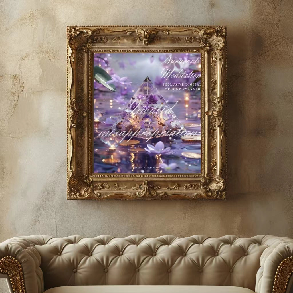 Pyramide d'orgone numérique Sarasvati "Purple Lotus Luxury Palace" Série Love&amp;Wealth&amp;Lucky Un seul concept de jumeau numérique Travail certifié avec certificat énergétique Code unique indépendant Numéro indépendant et unique 