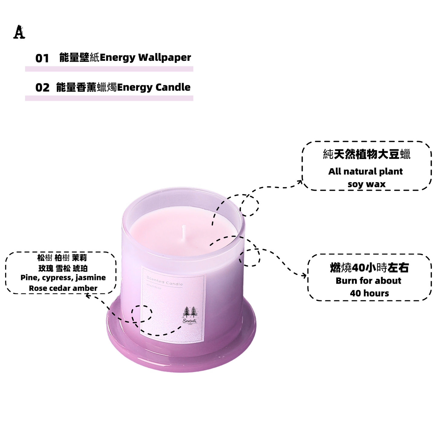 美音天能量壁紙"薄霧鵝絨 "戀愛運&財運系列（可選擇贈送天然植物能量香薰蠟燭） Sarasvati Energy Wallpaper "Misty Velvet" Love&Wealth series (Optional Gift Rights)