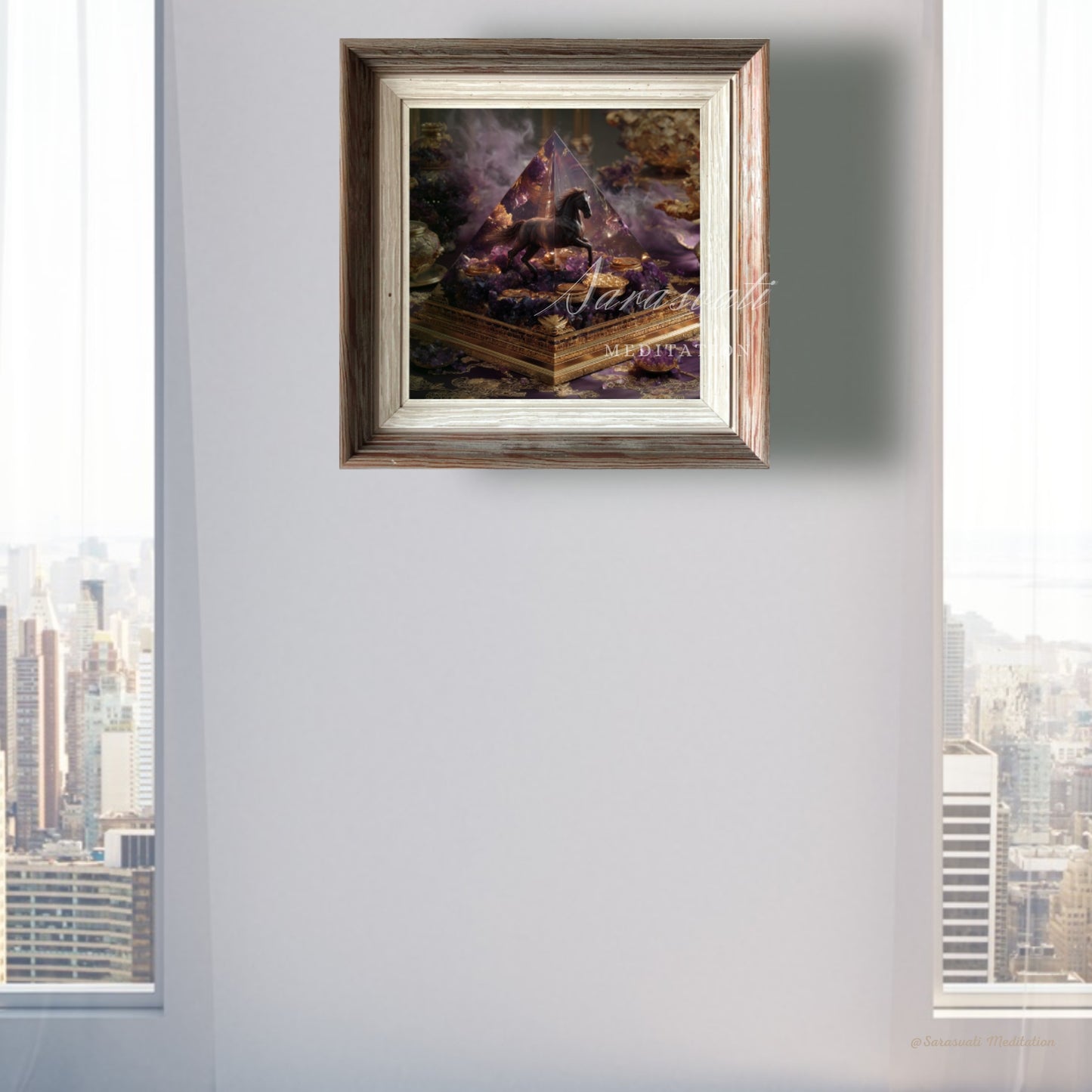 美音天數字能量金字塔"紫府玄駒"財運&事業運 僅1份 數字孿生概念作品 附能量證書 獨立唯一編碼Sarasvati Digital Orgone Pyramid "Purple Mansion’s Mystic Colt" Wealth&Career Only one Digital Twin Concept Work Certificated with Independent And Unique Number