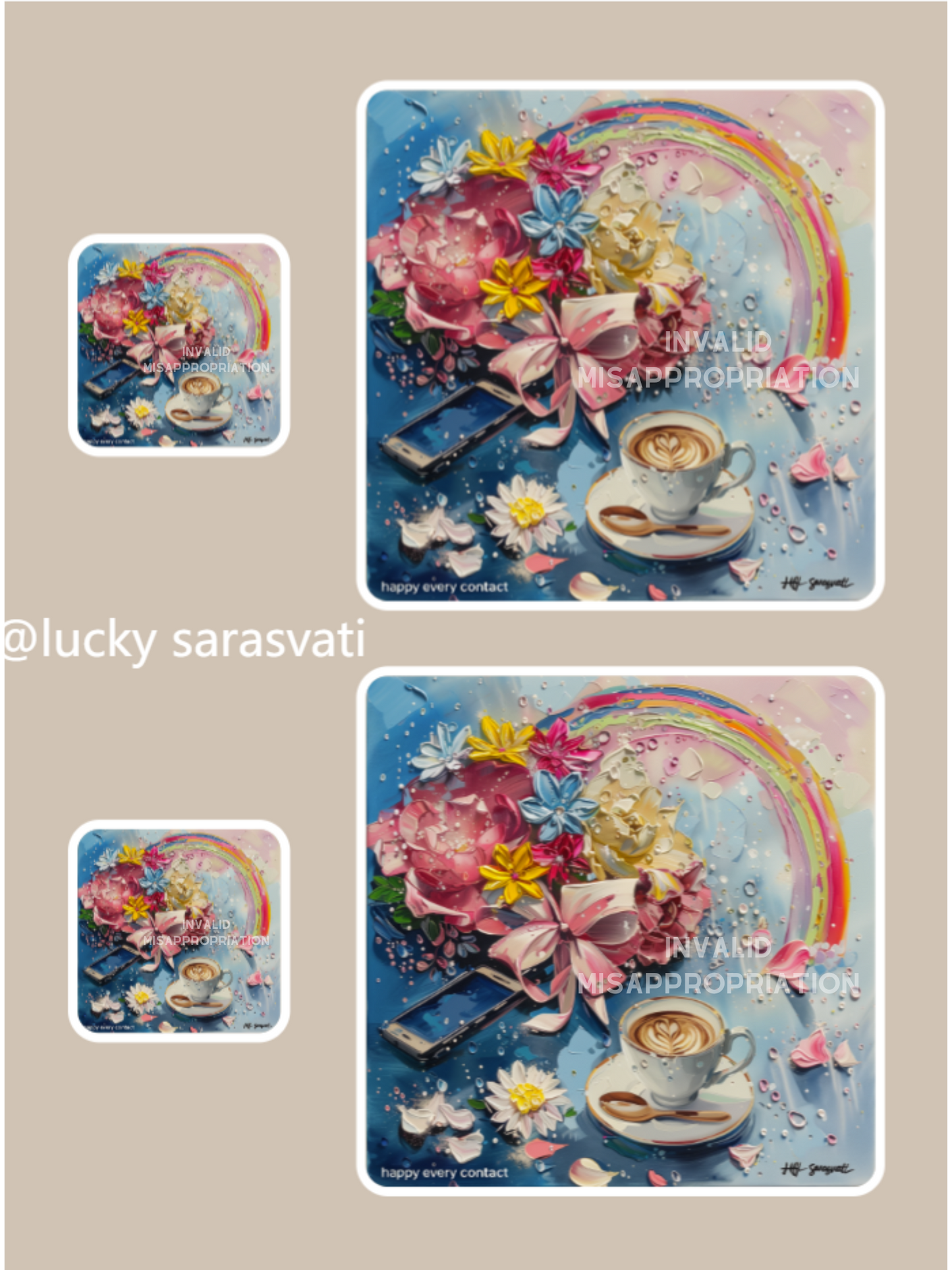 美音天能量頭像頭貼 "約會拿鐵" 戀愛運系列 Sarasvati Energy Head Portrait Stickers "Date Latte" Love series