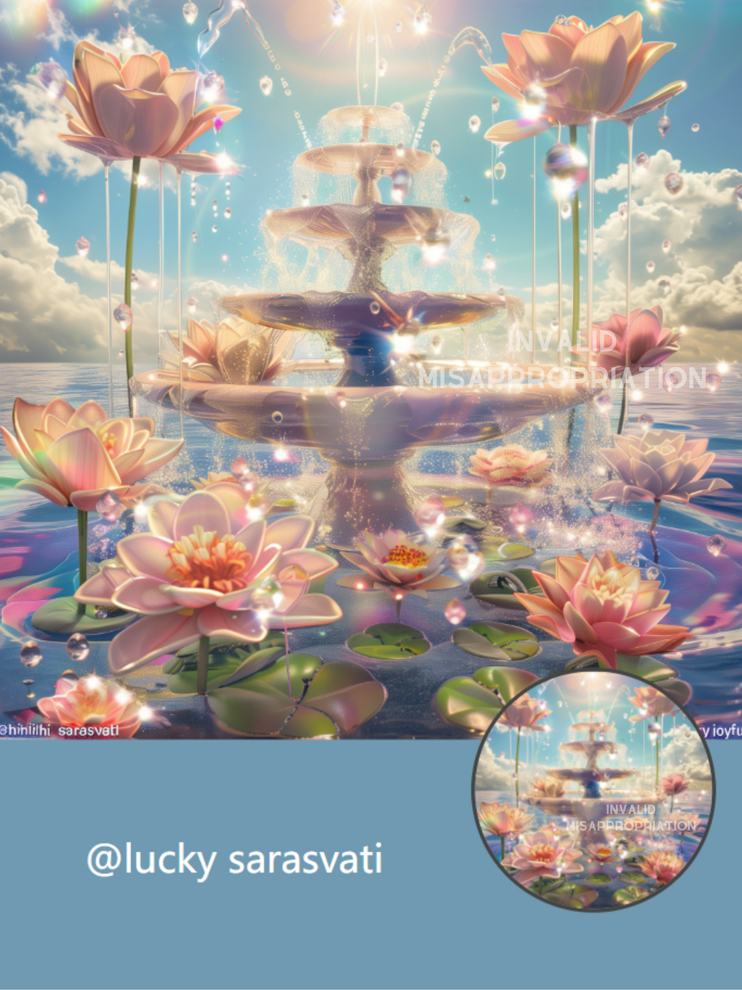 美音天能量頭像頭貼"流光靈泉"戀愛運&财运系列 Sarasvati Energy Head Portrait Stickers "Flowing Light Spring" Love&Wealth series