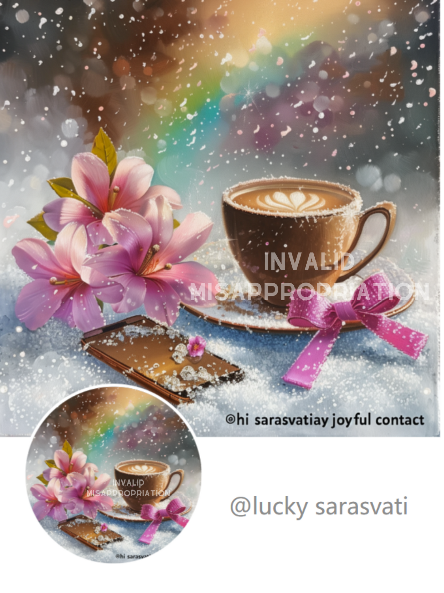 Sarasvati Energy Head Portrait Stickers "First Snow Macchiato" Série Love Sarasvati Energy Head Portrait Stickers "First Snow Macchiato" Série Love 