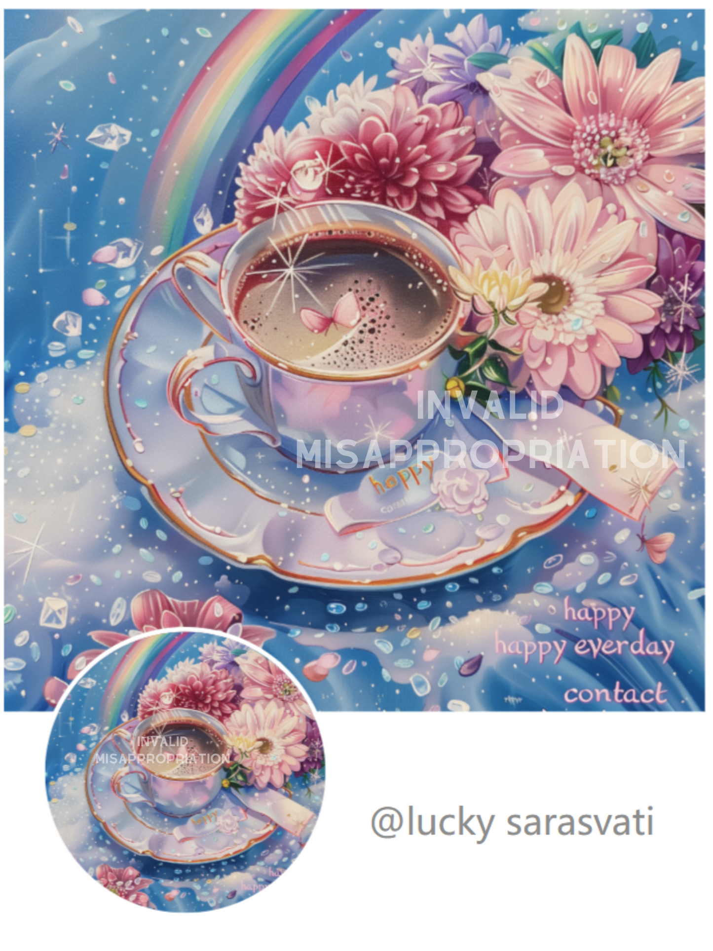 美音天能量頭像頭貼 "約會美式" 戀愛運系列 Sarasvati Energy Head Portrait Stickers "Date Americano" Love series