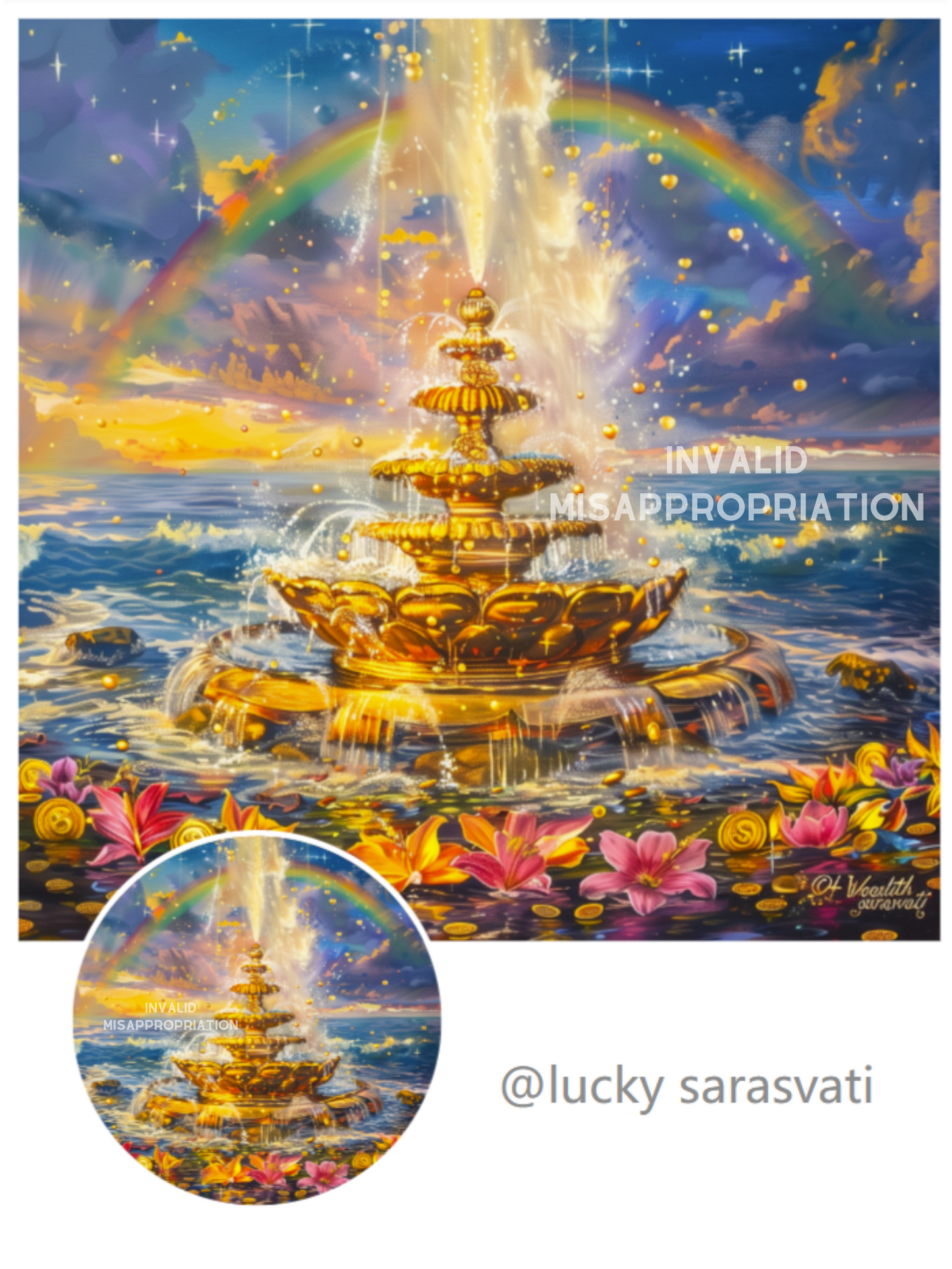 美音天能量頭像頭貼"吸金仙泉"財運系列 Sarasvati Energy Head Portrait Stickers "Attract Wealth Fountain" Wealth series