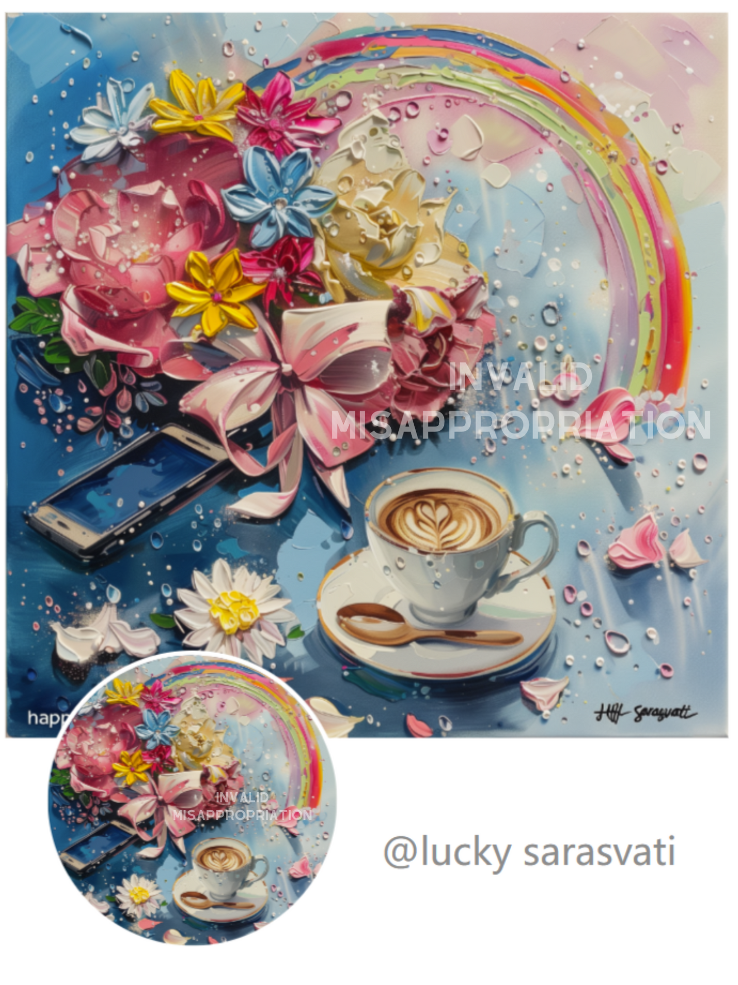 美音天能量頭像頭貼 "約會拿鐵" 戀愛運系列 Sarasvati Energy Head Portrait Stickers "Date Latte" Love series