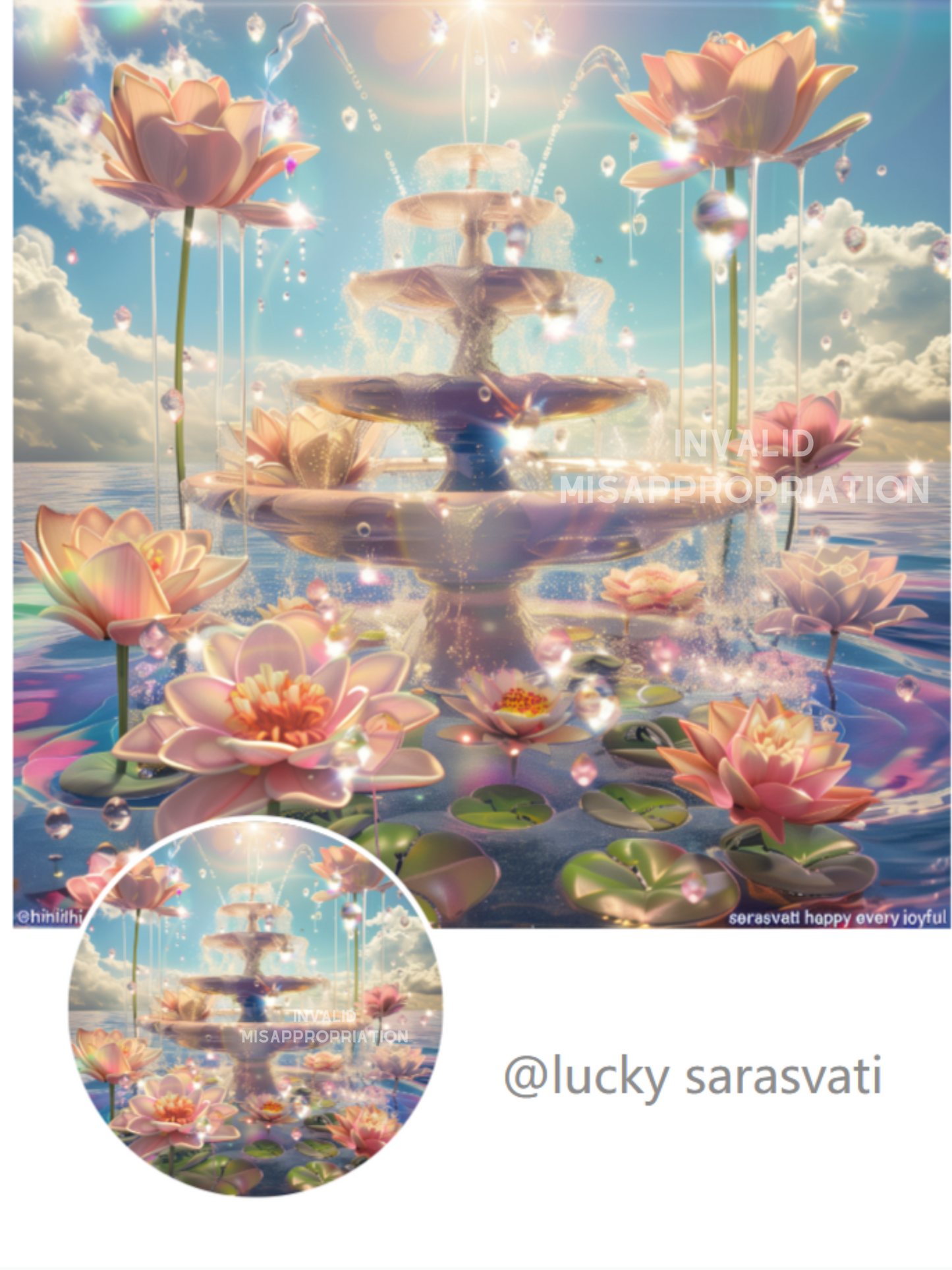 美音天能量頭像頭貼"流光靈泉"戀愛運&财运系列 Sarasvati Energy Head Portrait Stickers "Flowing Light Spring" Love&Wealth series