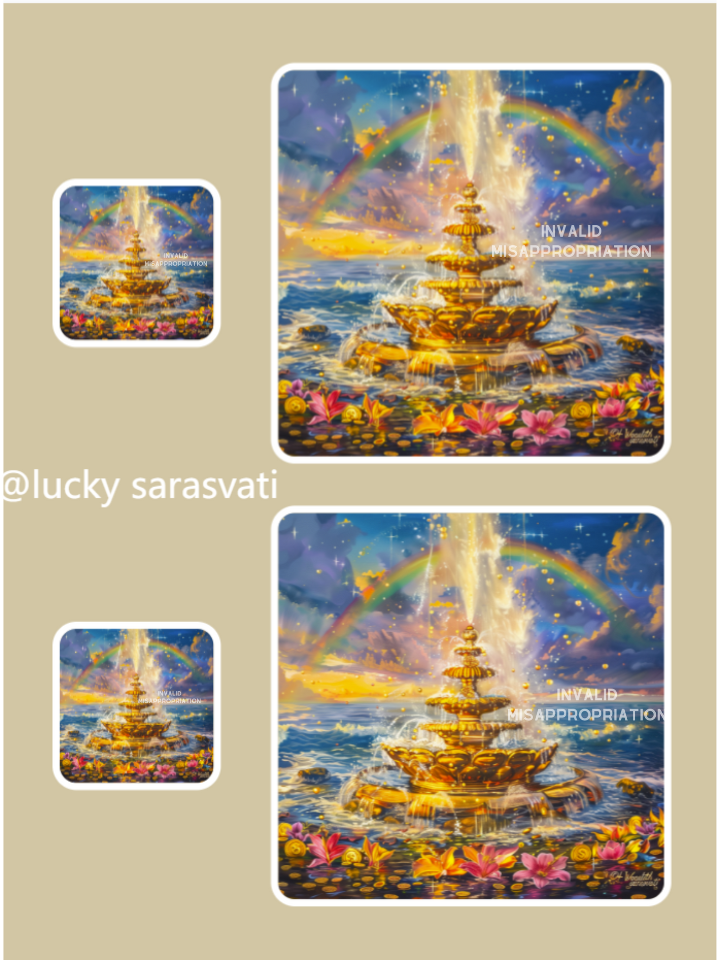 美音天能量頭像頭貼"吸金仙泉"財運系列 Sarasvati Energy Head Portrait Stickers "Attract Wealth Fountain" Wealth series