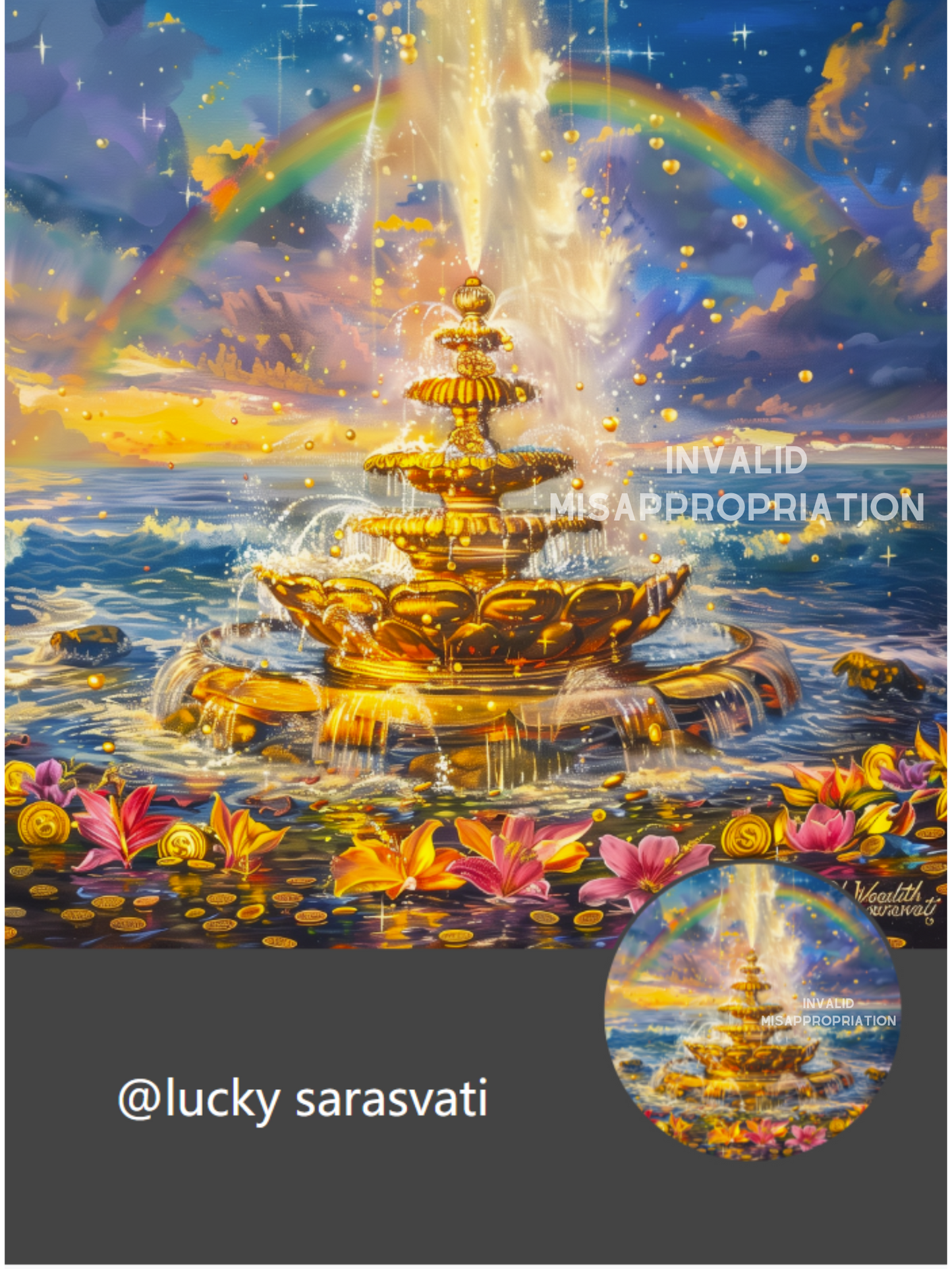 美音天能量頭像頭貼"吸金仙泉"財運系列 Sarasvati Energy Head Portrait Stickers "Attract Wealth Fountain" Wealth series