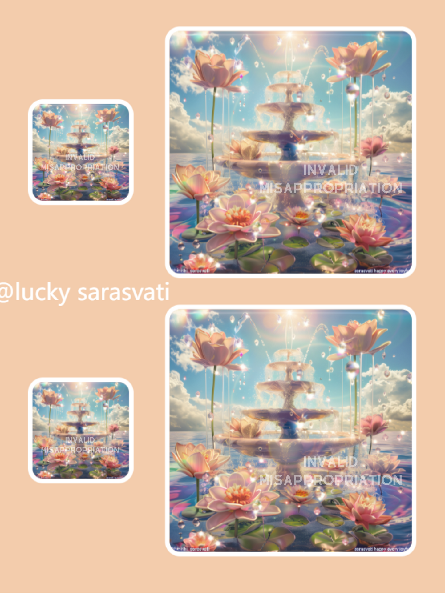 美音天能量頭像頭貼"流光靈泉"戀愛運&财运系列 Sarasvati Energy Head Portrait Stickers "Flowing Light Spring" Love&Wealth series